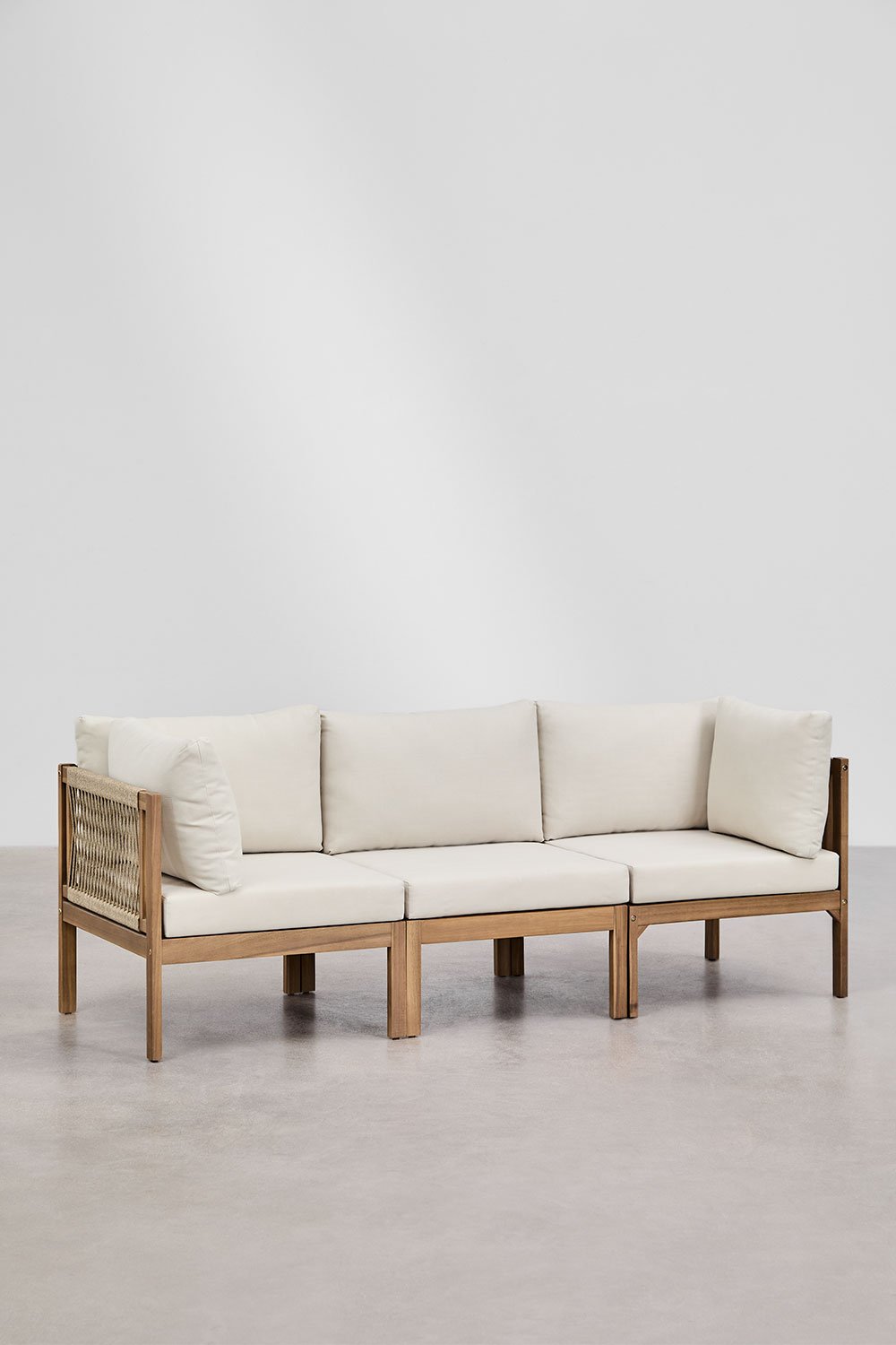 Branson 3-teiliges modulares Gartensofa mit Armlehnen aus Akazienholz, Galeriebild 1