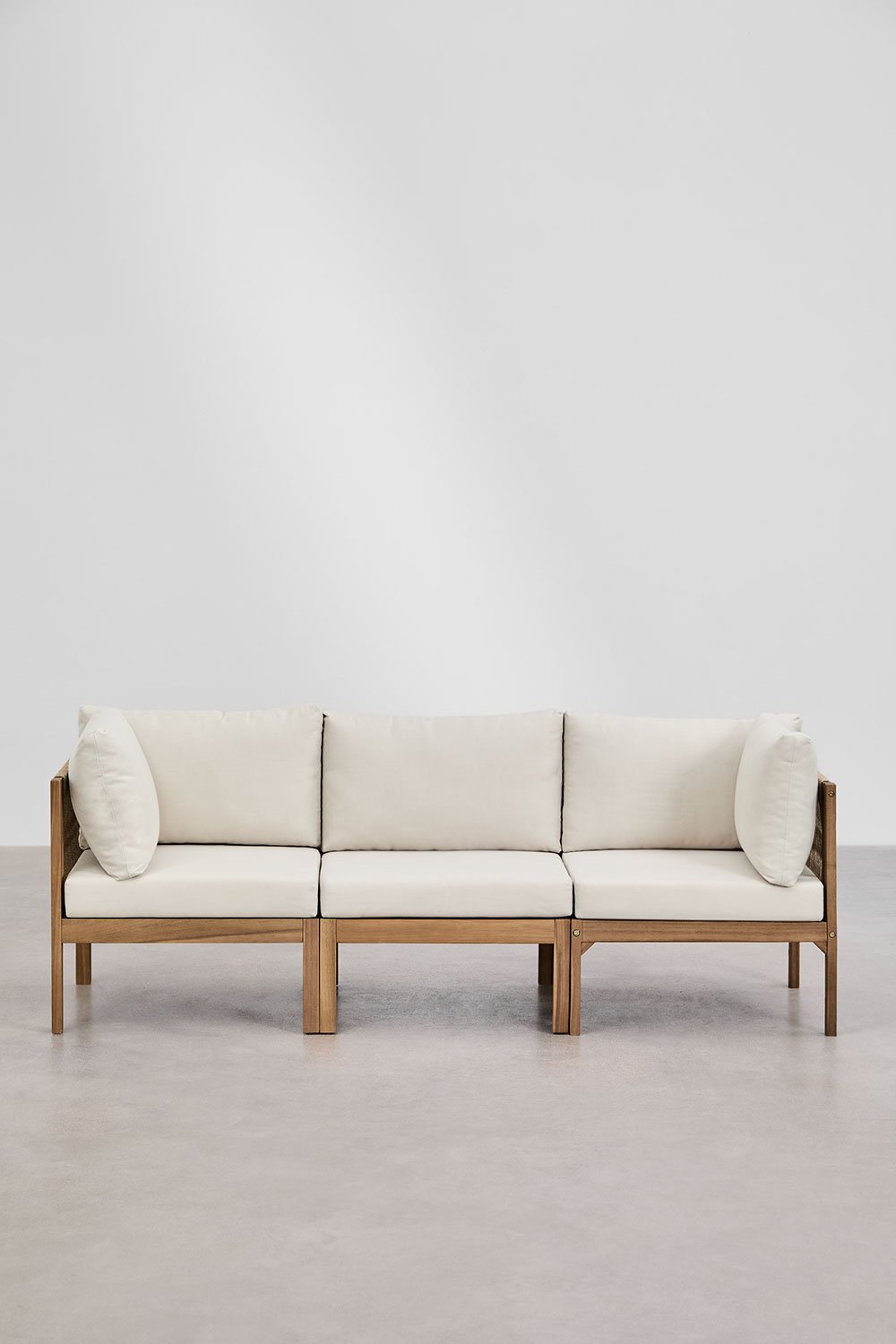 3-teiliges modulares Sofa mit Armlehnen aus Branson-Akazienholz, Galeriebild 2