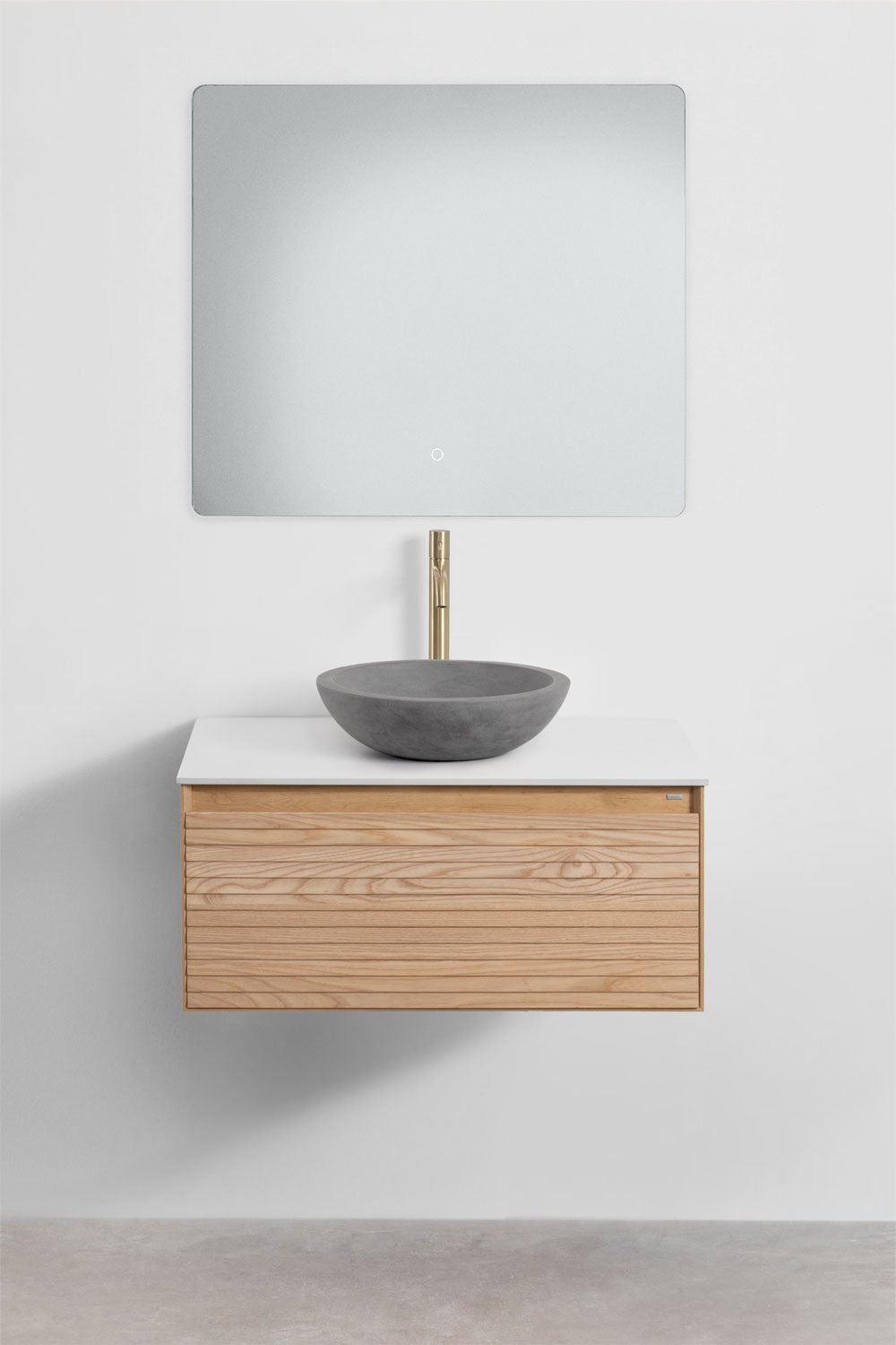 Hängendes Badezimmermöbel-Set 80x50 cm aus Eschenholz Tedrik, Galeriebild 2