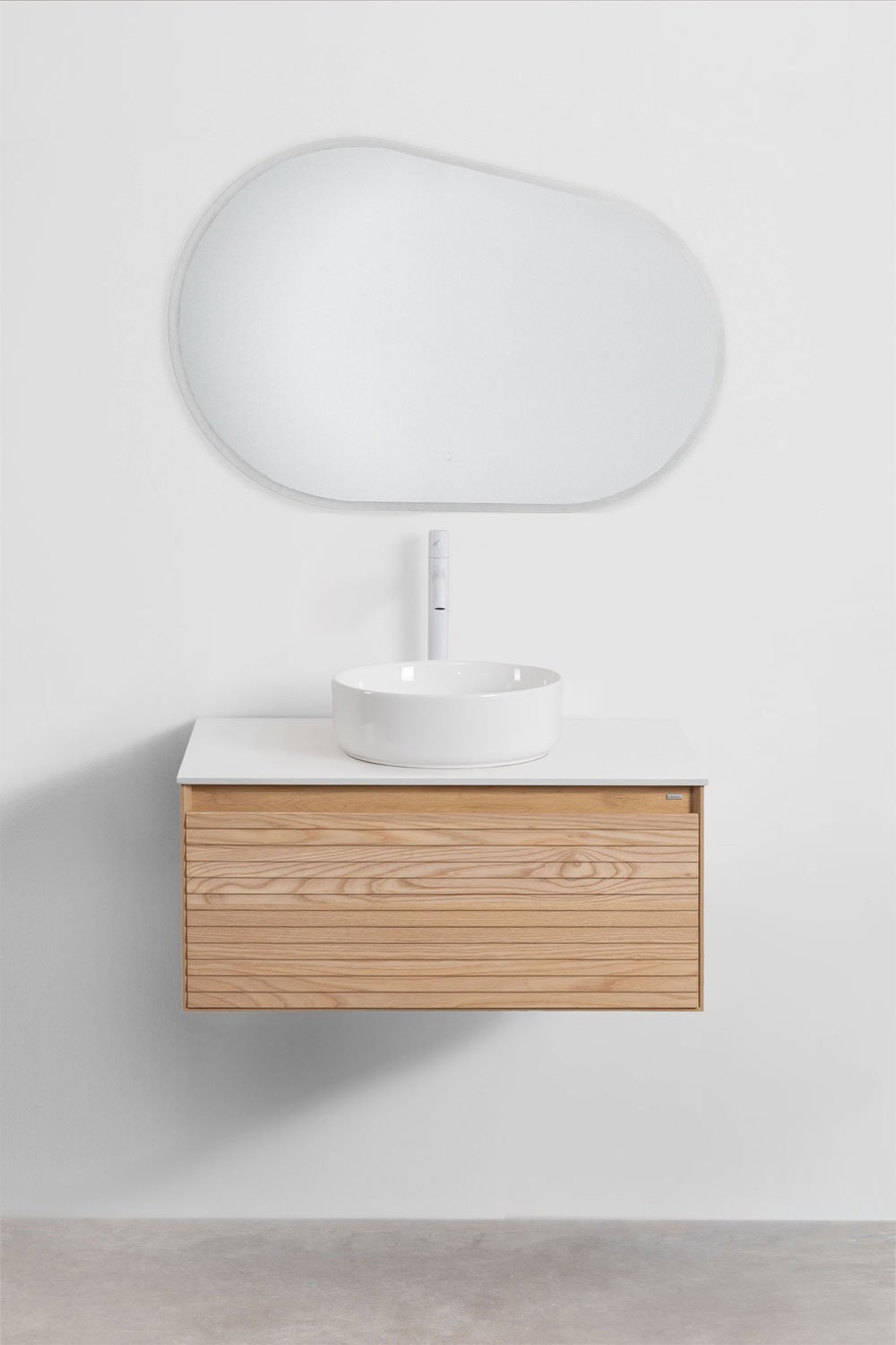 Hängendes Badezimmermöbel-Set 80x50 cm aus Eschenholz Tedrik, Galeriebild 2
