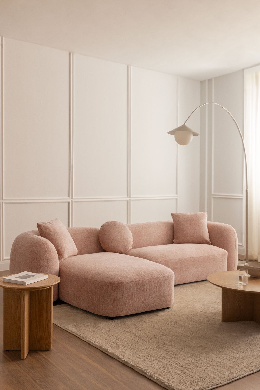 Modulares Sofa mit linker Chaiselongue aus 2 Teilen in Chenille Coco, Galeriebild 1