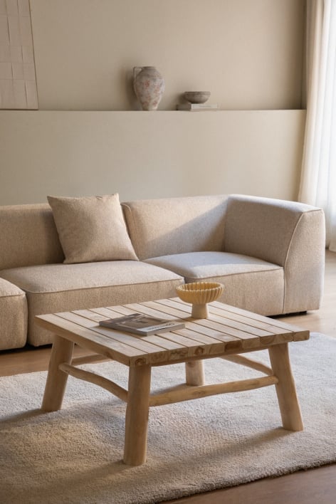 Quadratischer Couchtisch aus Teakholz (80x80 cm) Narel
