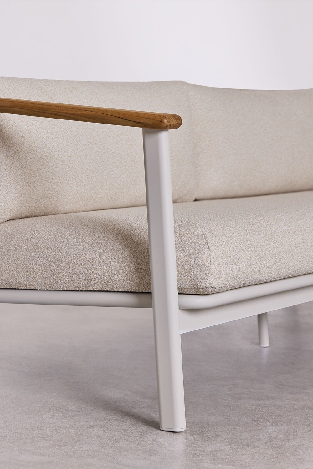 Yervin 3-Sitzer-Gartensofa aus Aluminium und Bouclé-Stoff, Galeriebild 8