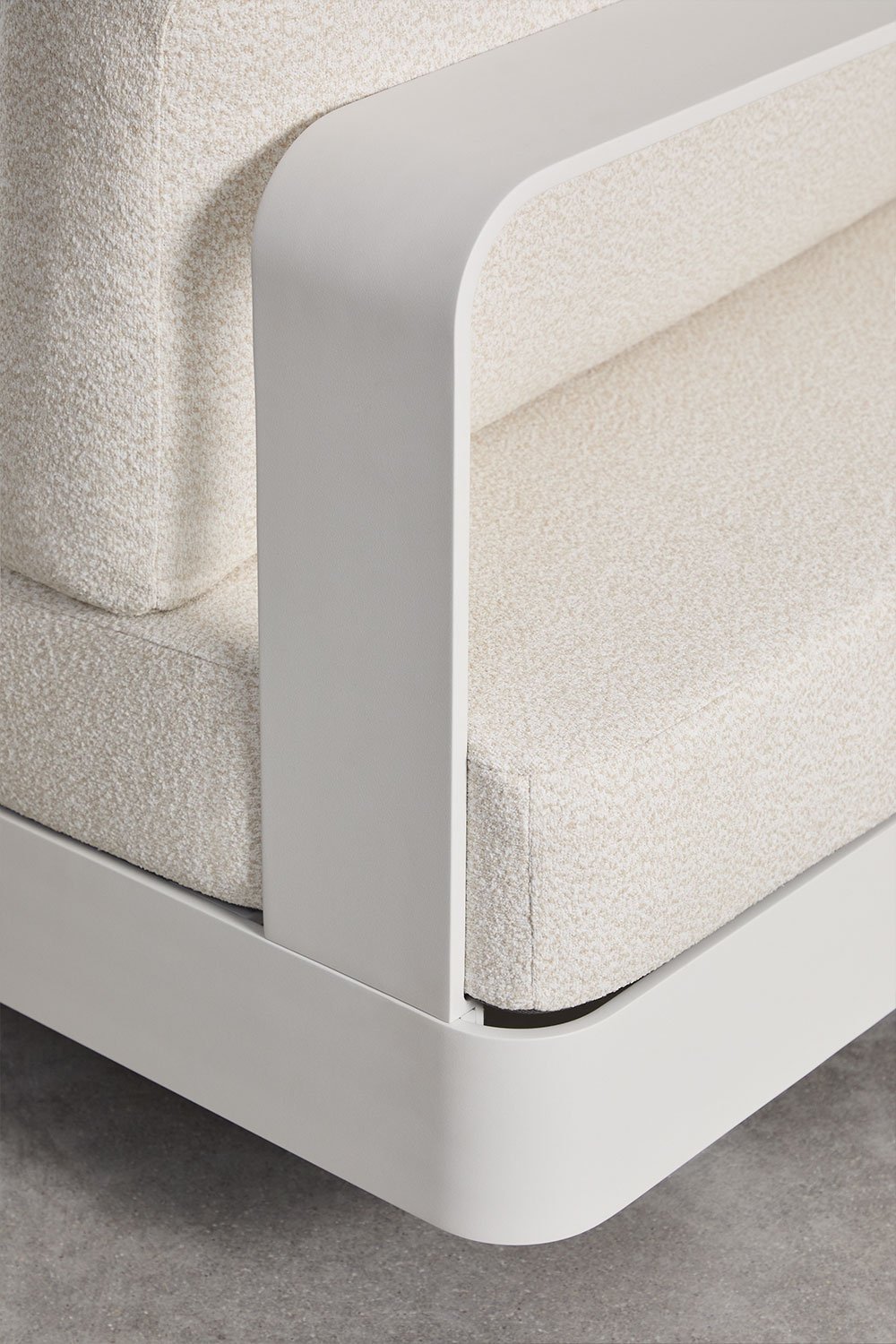 Yarilo 2-Sitzer-modulares Gartensofa aus Aluminium mit linkem Beistelltisch aus Teakholz, Galeriebild 9