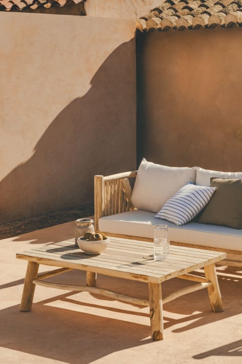 Rechteckiger Gartencouchtisch 120x80 cm aus Teakholz Narel