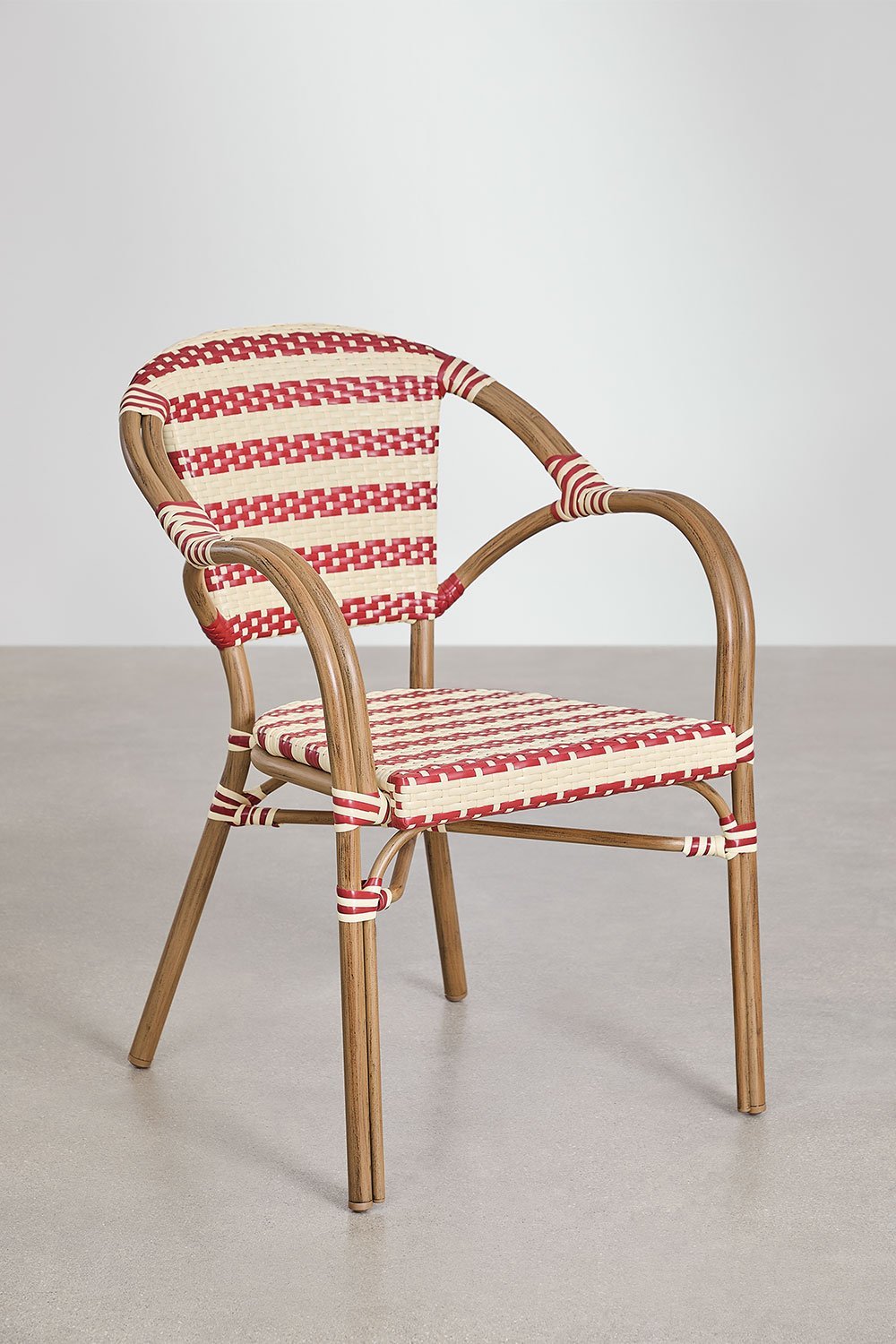 Runder Tischset Ø80 cm Brielle Bistro und 4 Gartenstühle mit Armlehnen aus synthetischem Rattan und Aluminium Solange Bistro, Galeriebild 7