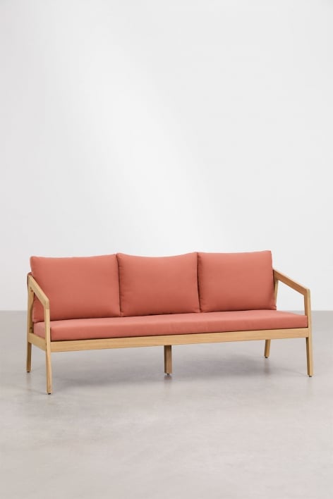 3-Sitzer-Sofa aus Akazienholz und geflochtener Kordel Kaela