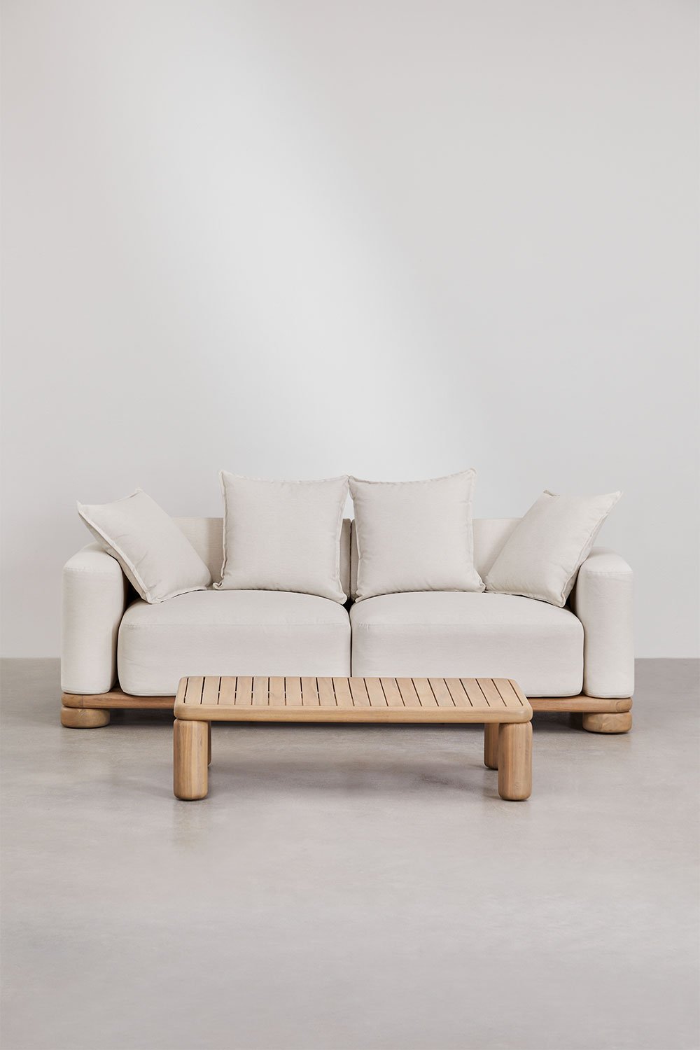 Gartenset mit 2-Sitzer-Sofa und Couchtisch aus Akazienholz 125x80 cm Ioanis, Galeriebild 1