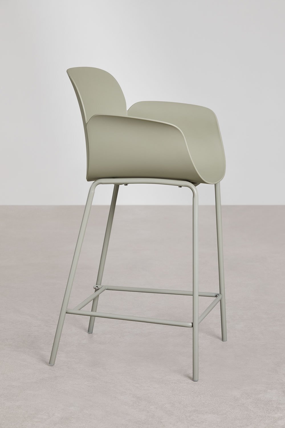 Barhocker 65 cm aus Polypropylen und bambusgrünem Eisen Lynette, Galeriebild 4