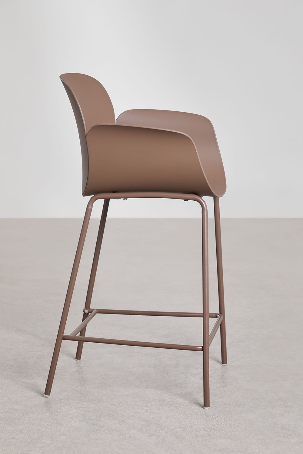 Barhocker 65 cm aus Polypropylen und karamellbraunem Stahl Lynette, Galeriebild 4