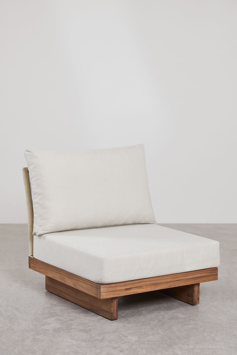 Modulares Sofa-Mittelmodul Dailin aus Akazienholz und geflochtenem Seil, Galeriebild 1