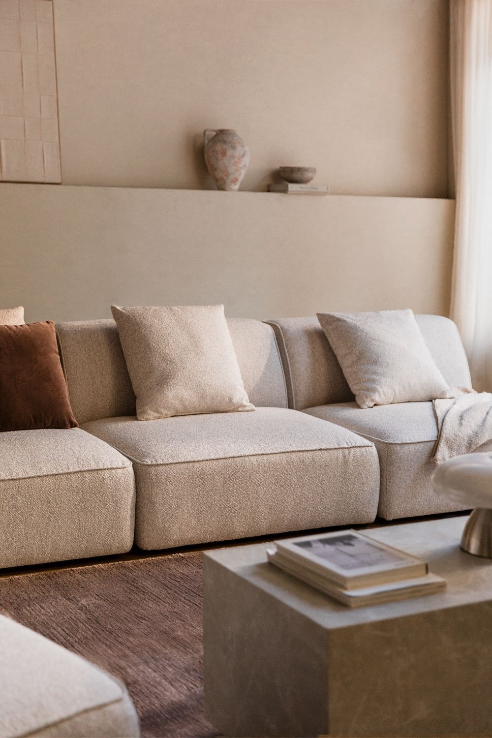 Zentralmodul für modulares Sofa aus Cardea-Schlingenflorstoff , Galeriebild 1