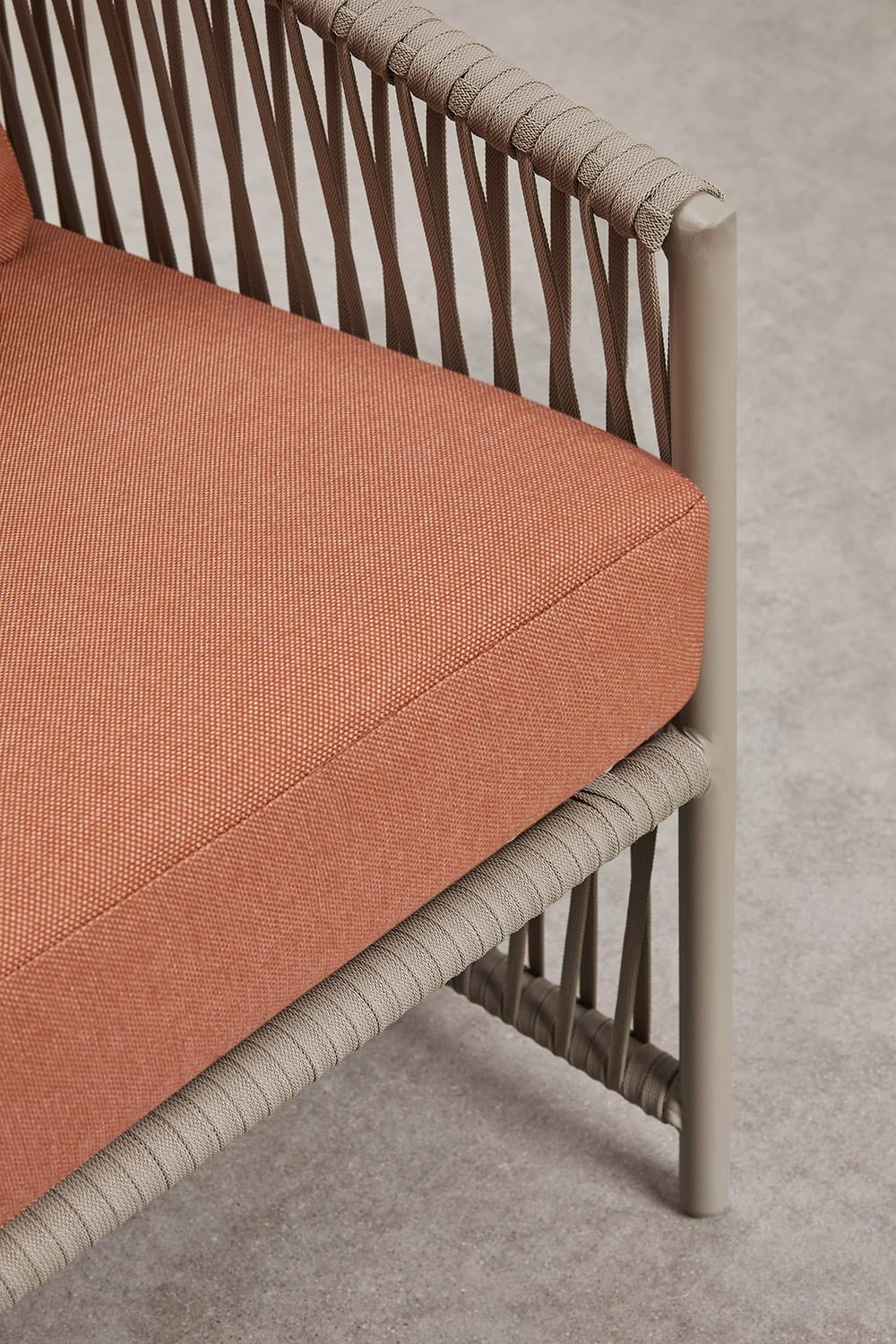 Gartenset mit 2-Sitzer-Sofa, 2 Sesseln und Couchtischen aus Aluminium und geflochtenem Sophie-Seil., Galeriebild 12