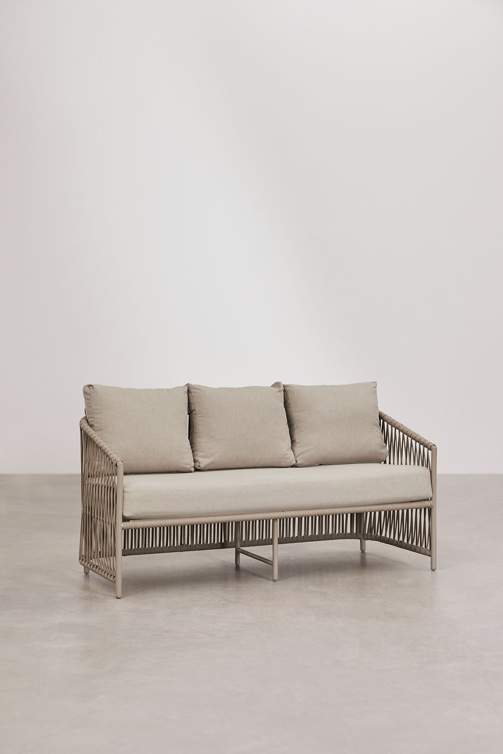 Gartenset mit 2-Sitzer-Sofa, 2 Sesseln und Couchtischen aus Aluminium und geflochtenem Sophie-Seil., Galeriebild 4
