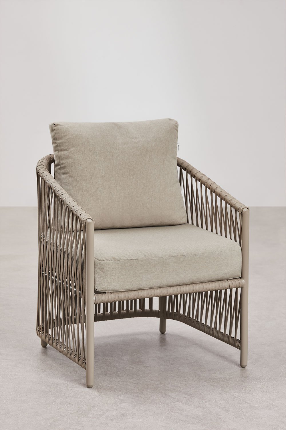 Gartenset mit 2-Sitzer-Sofa, 2 Sesseln und Couchtischen aus Aluminium und geflochtenem Sophie-Seil., Galeriebild 9