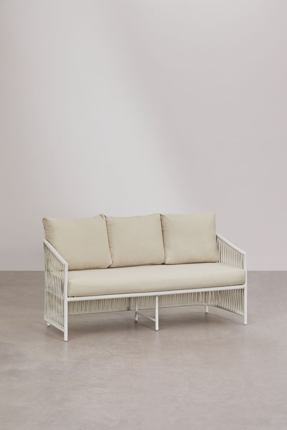 Gartenset mit 2-Sitzer-Sofa, 2 Sesseln und Couchtischen aus Aluminium und geflochtenem Sophie-Seil., Galeriebild 5