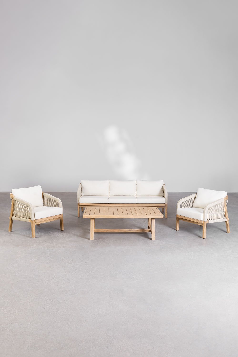 Gartenset mit 3-Sitzer-Sofa, 2 Sesseln und Couchtisch aus Akazienholz Dubai, Galeriebild 2