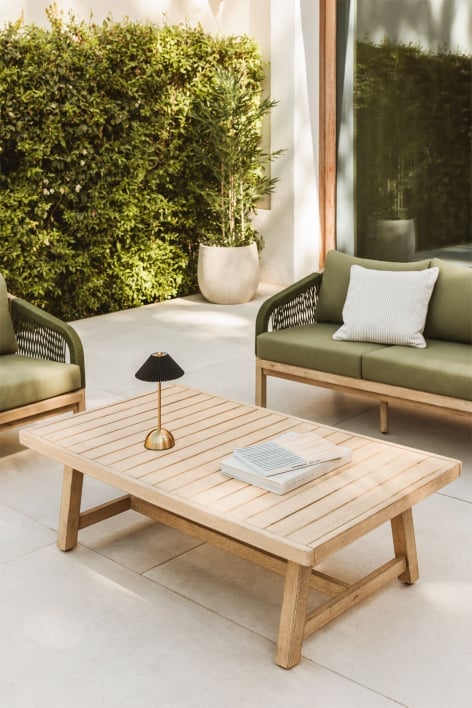 Rechteckiger Gartencouchtisch 130x75 cm aus Akazienholz Dubai