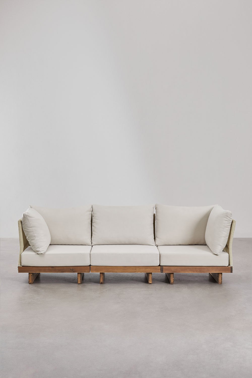 Dailin 3-teiliges Modulsofa mit 2 Ecksesseln aus Akazienholz, Galeriebild 3