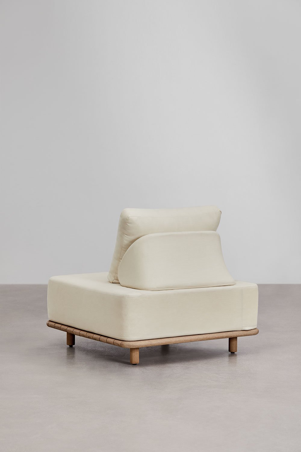 Gartenset mit 2-teiligem modularen Ecksofa, Beistelltisch, Sessel und Couchtisch 95x95 cm in Portet-Akazie, Galeriebild 11