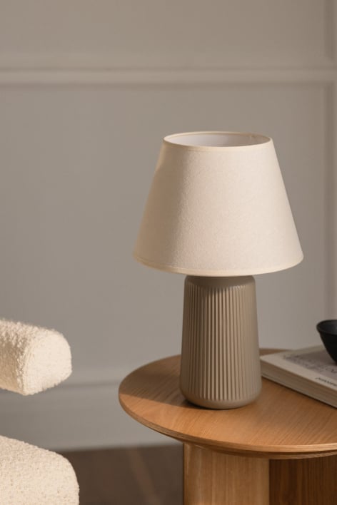 40 cm Tischlampe aus Keramik und Leinen Torena