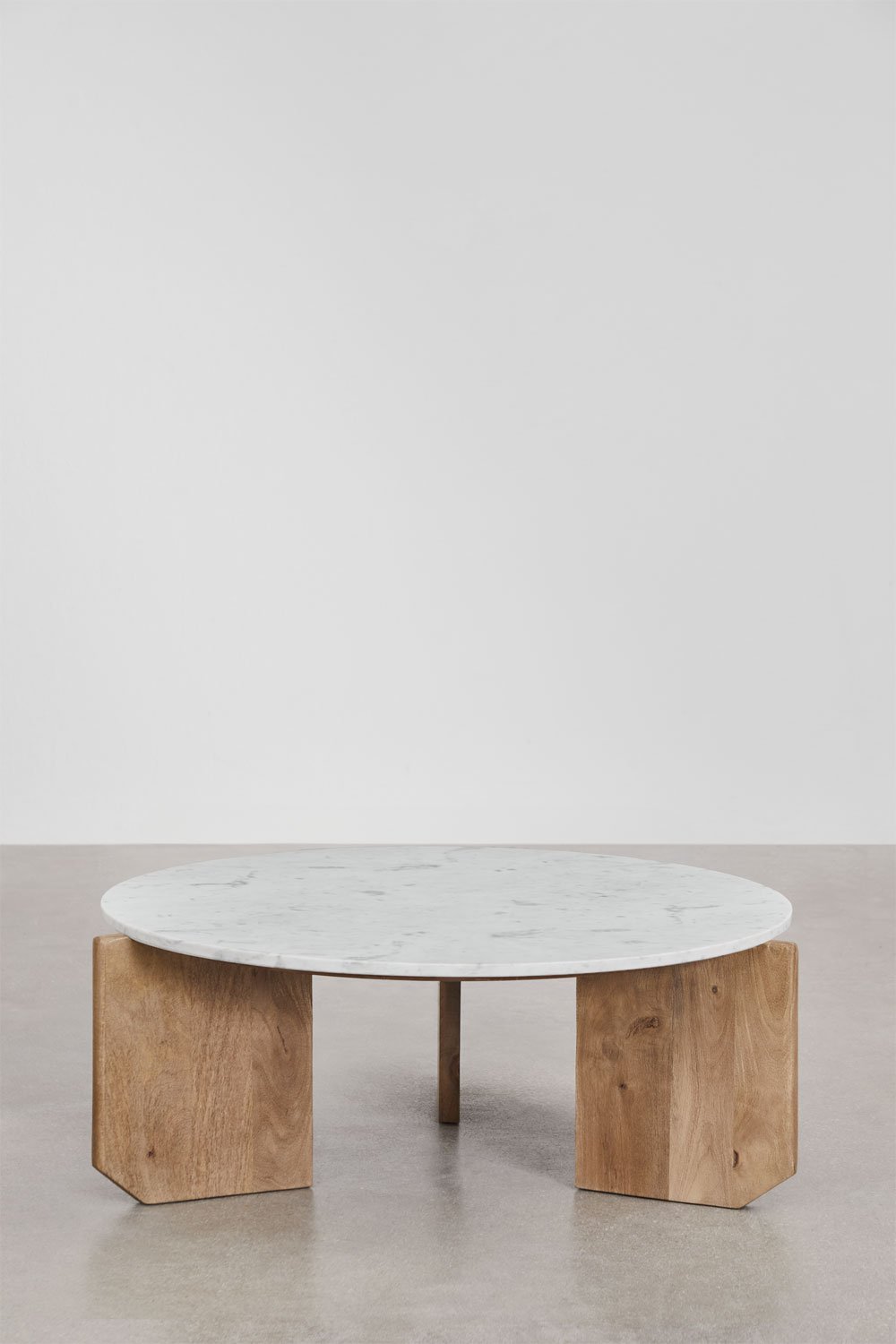 Runder Couchtisch aus Naturstein und Mangoholz Lavinia, Galeriebild 4