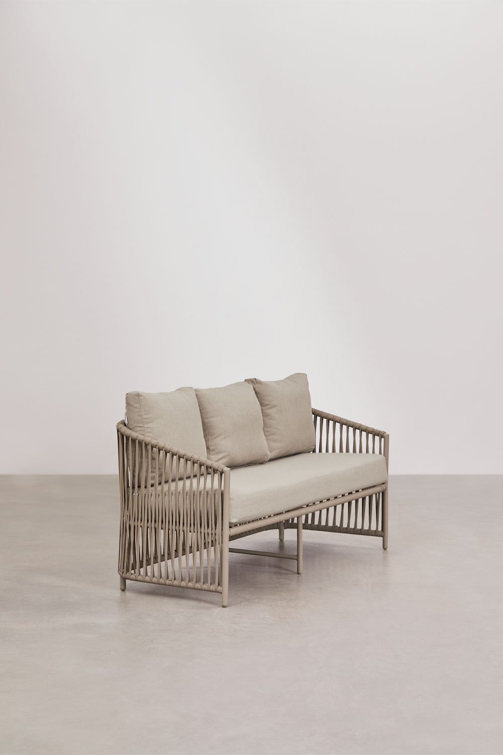 Gartenset mit 2-Sitzer-Sofa, 2 Sesseln und Couchtischen aus Aluminium und geflochtenem Sophie-Seil., Galeriebild 5