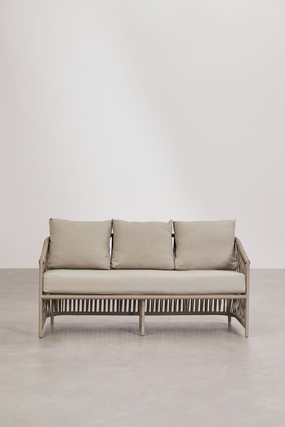 Gartenset mit 2-Sitzer-Sofa, 2 Sesseln und Couchtischen aus Aluminium und geflochtenem Sophie-Seil., Galeriebild 6