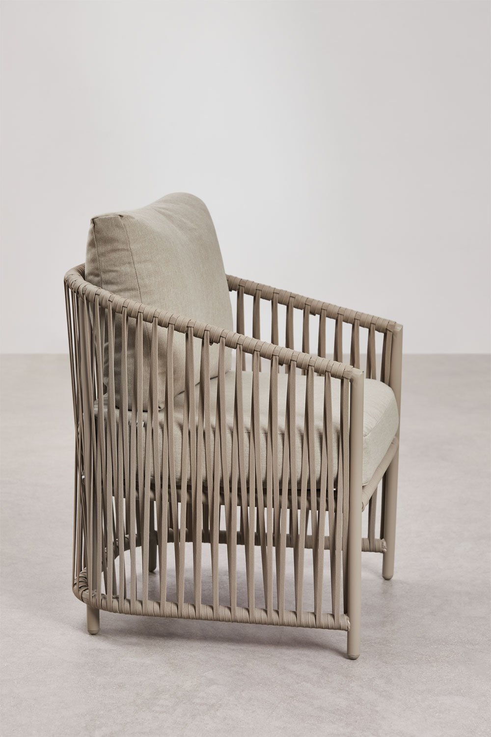 Gartenset mit 2-Sitzer-Sofa, 2 Sesseln und Couchtischen aus Aluminium und geflochtenem Sophie-Seil., Galeriebild 10