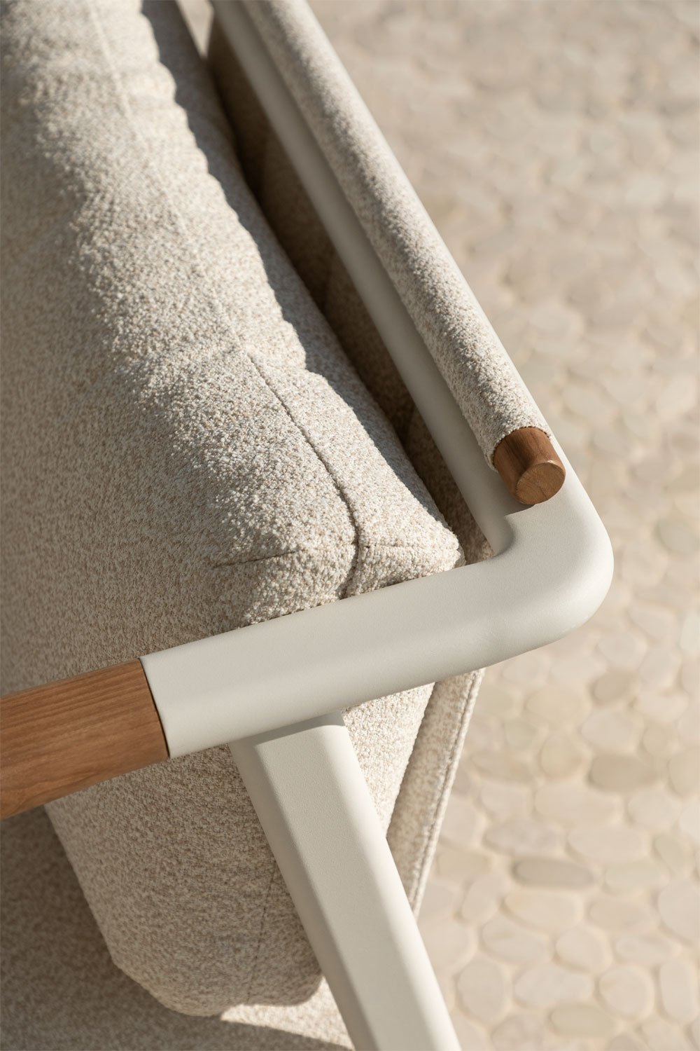 Yervin 3-Sitzer-Gartensofa aus Aluminium und Bouclé-Stoff, Galeriebild 2