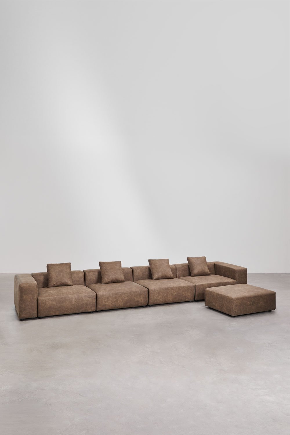 Modulares 4-Sitzer-Sofa mit hoher Armlehne und Hocker ↔︎480 cm Bruna, Galeriebild 3