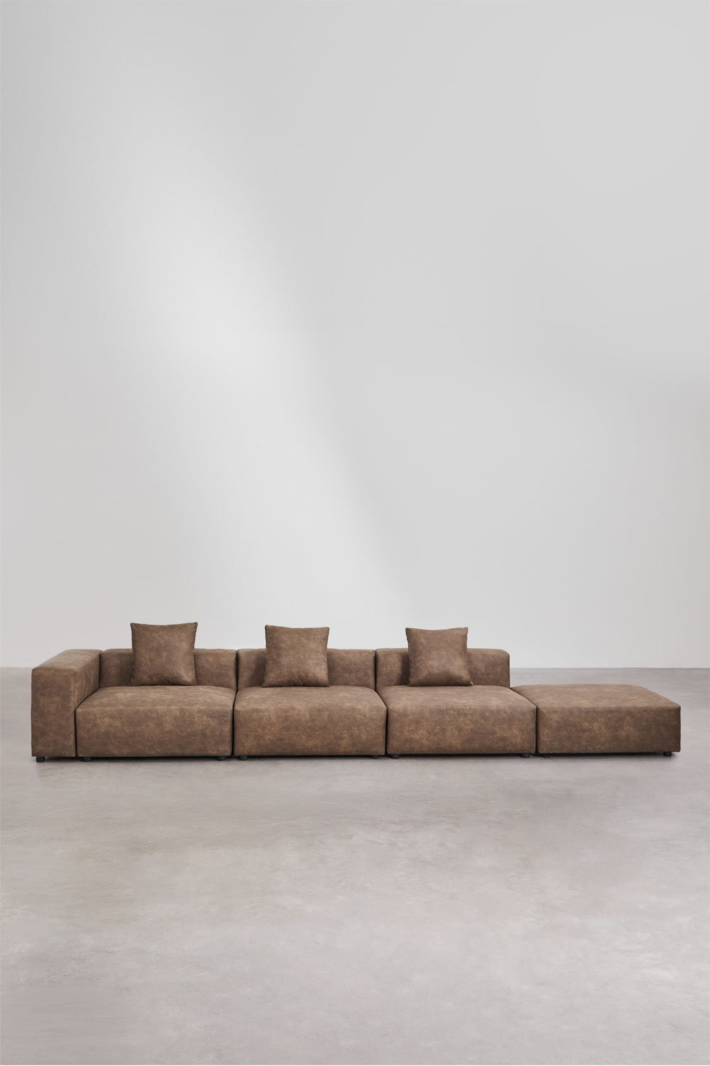 3-teilige modulares Ecksofa mit hohem Armlehne und Hocker ↔︎450 cm Bruna, Galeriebild 4