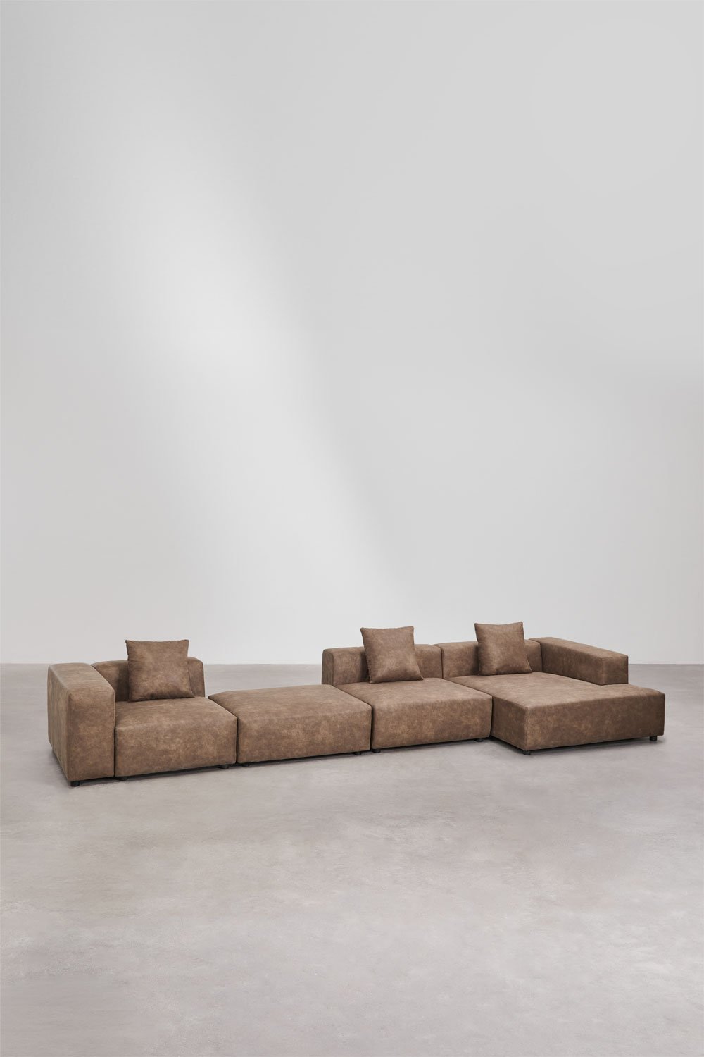 Modulares Sofa mit rechter Chaiselongue, 3-teilig mit hoher Armlehne und Hocker ↔︎480 cm Bruna, Galeriebild 3