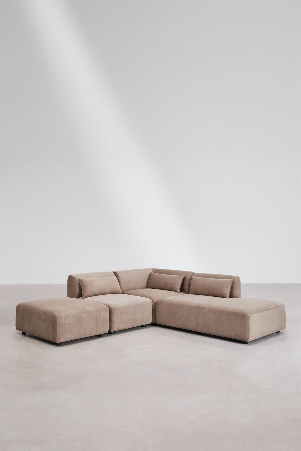 3-teiliges modulares Ecksofa mit Chaiselongue rechts und Fogler-Hocker, Galeriebild 1