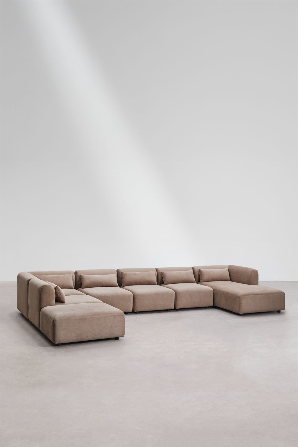6-teiliges modulares Chaiselongue-Sofa rechts mit Fogler-Hocker, Galeriebild 1