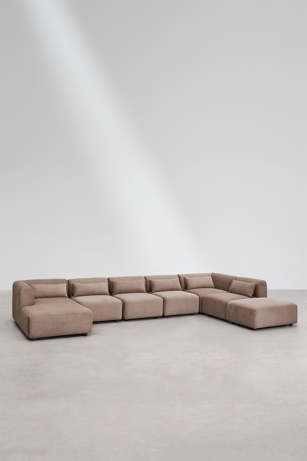 6-teiliges modulares Chaiselongue-Sofa links mit Fogler-Hocker, Galeriebild 1