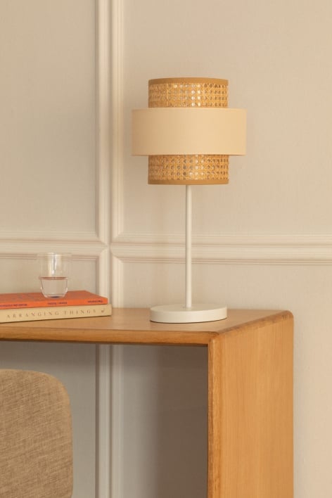 Tischlampe aus Rattan Satu