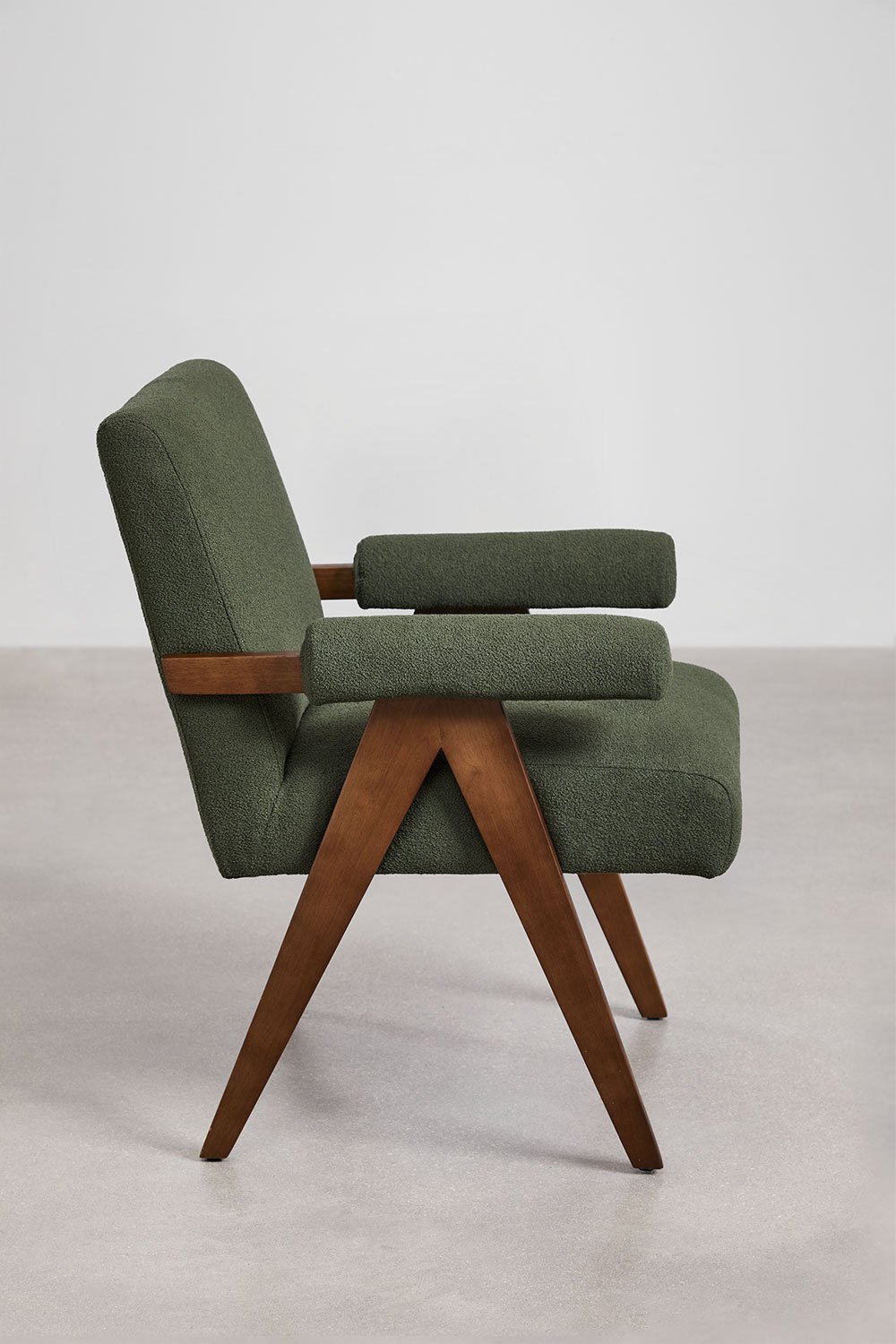 2er-Pack Esszimmerstühle mit Armlehnen aus Holz und Lucca-Bouclé-Stoff, Galeriebild 4