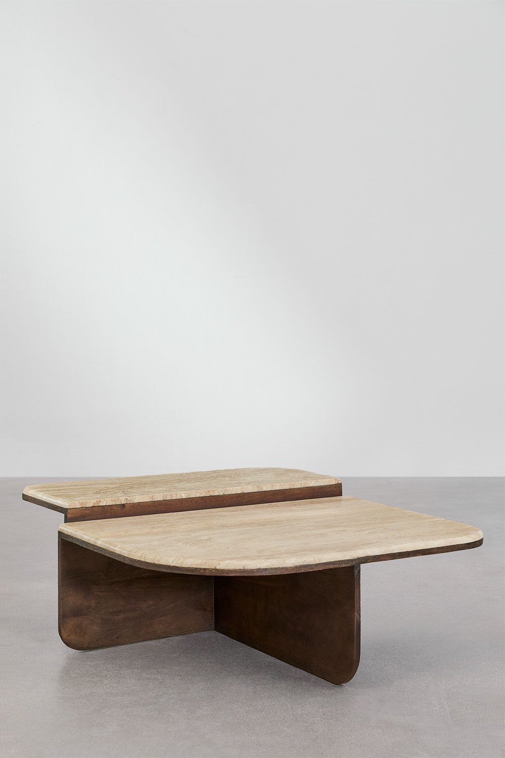 Couchtisch 90x90 cm aus Naturstein und Mangoholz Clotsh, Galeriebild 4