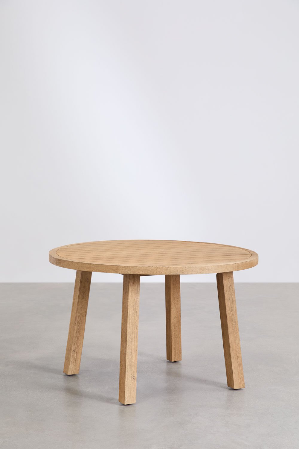Set aus 120 cm rundem Tisch und 6 Gartenstühlen mit Armlehnen aus Dubai-Akazienholz, Galeriebild 2
