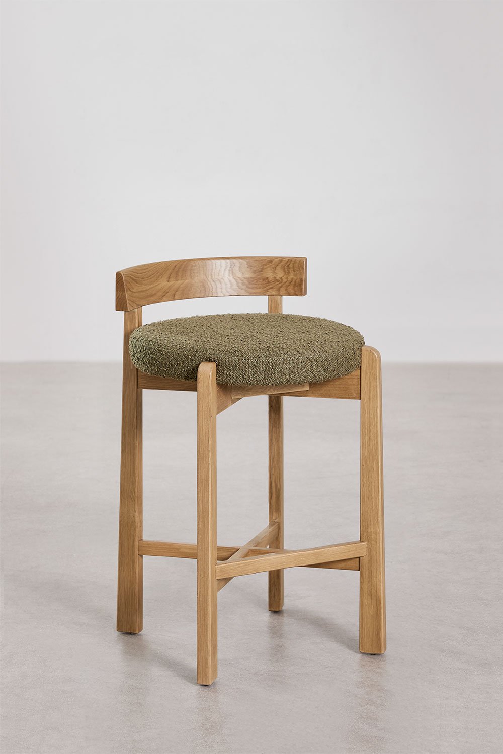 4er-Set hohe Hocker aus Eichenholz mit Manila-Bezug, Galeriebild 3