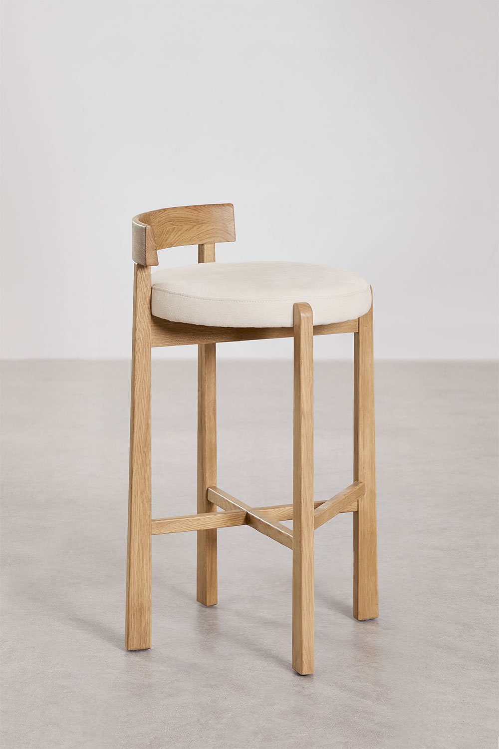 4er-Pack hohe Hocker aus Eichenholz und Manila-Polsterung, Galeriebild 2