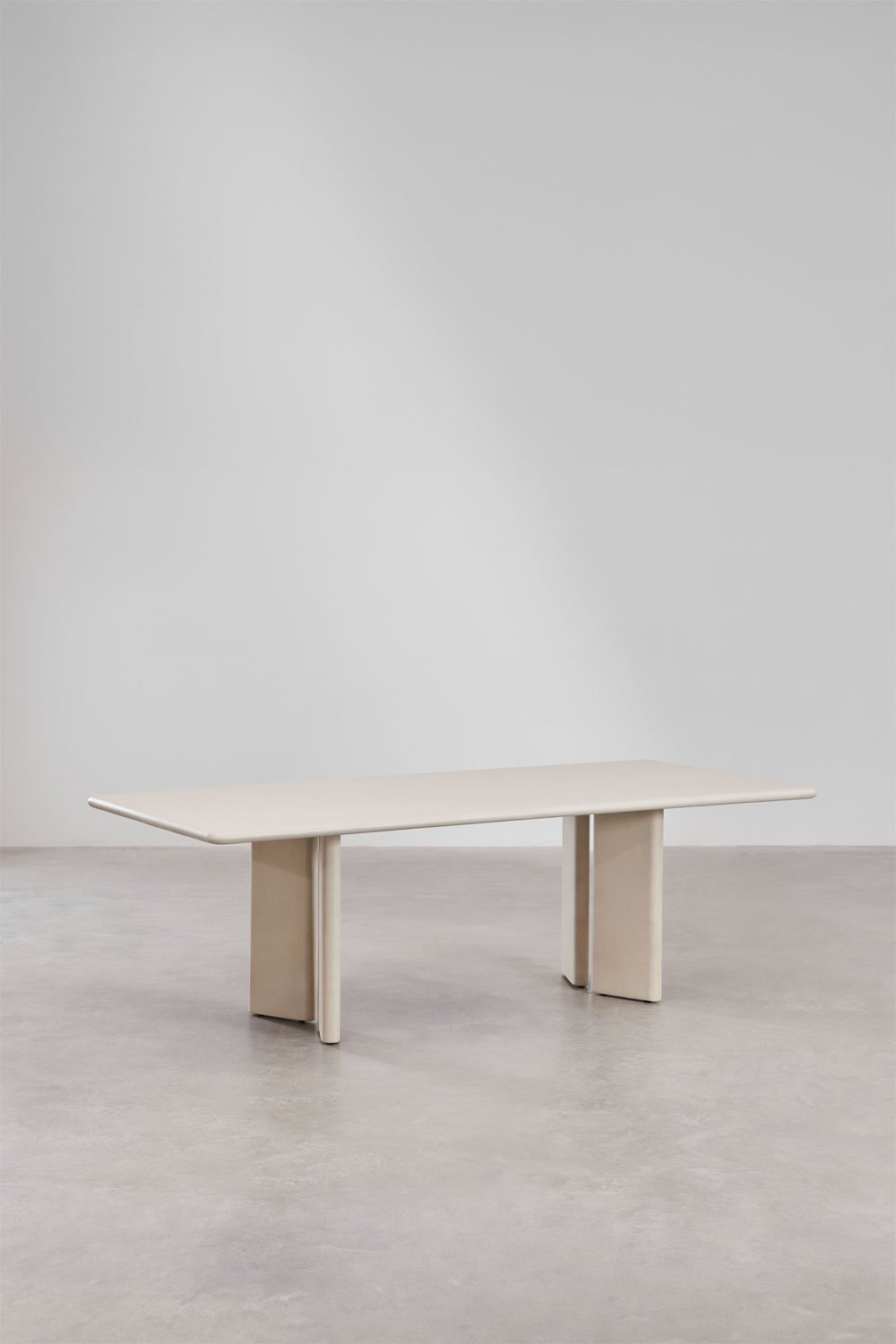 Rechteckiges Tischset 240x100 cm aus Chelsea-Zement und 8 Gartenstühle aus Aluminium und Sophie-Flechtseil, Galeriebild 2
