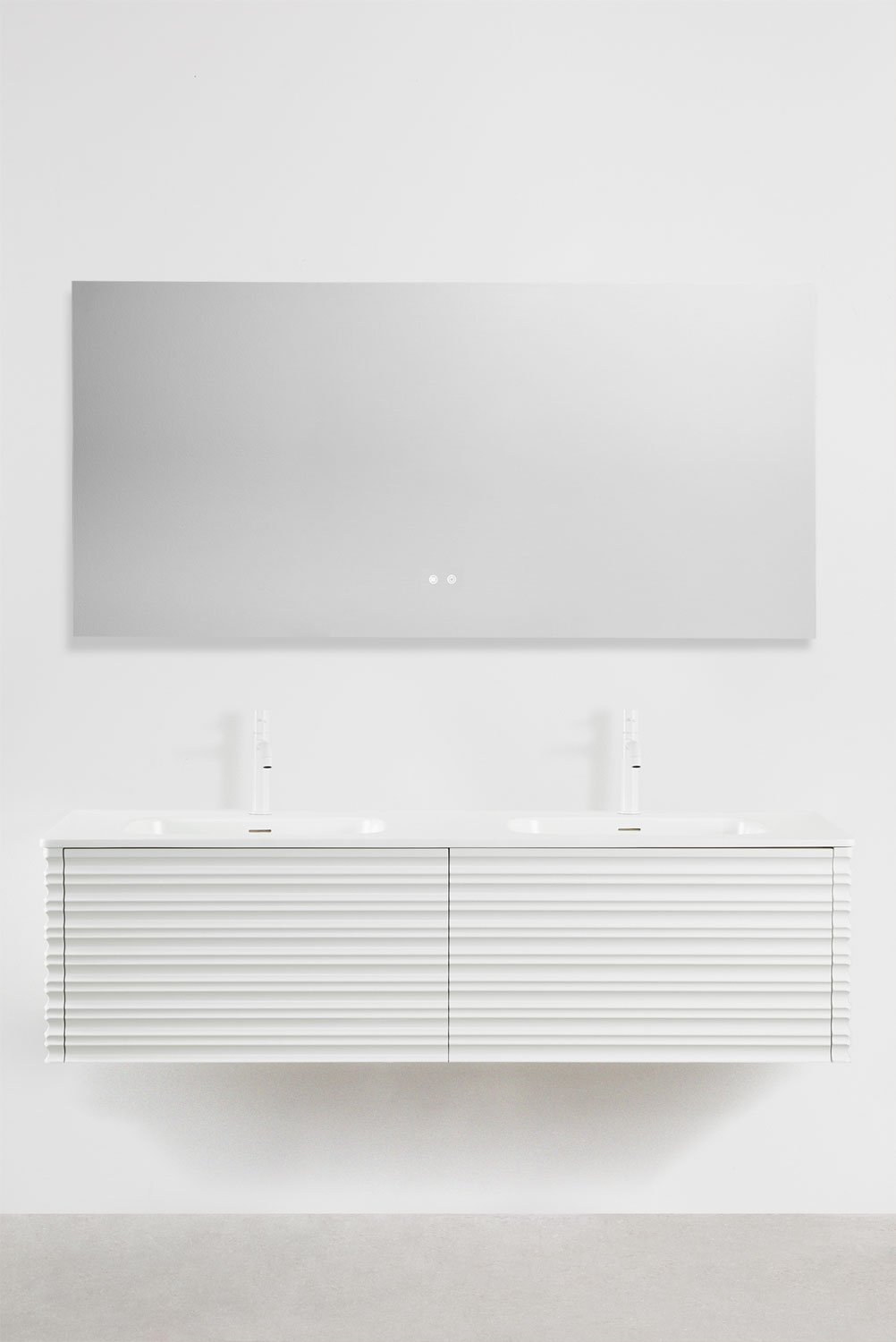 Noura-Badezimmermöbelset aus Holz mit integrierten Waschbecken, Galeriebild 1