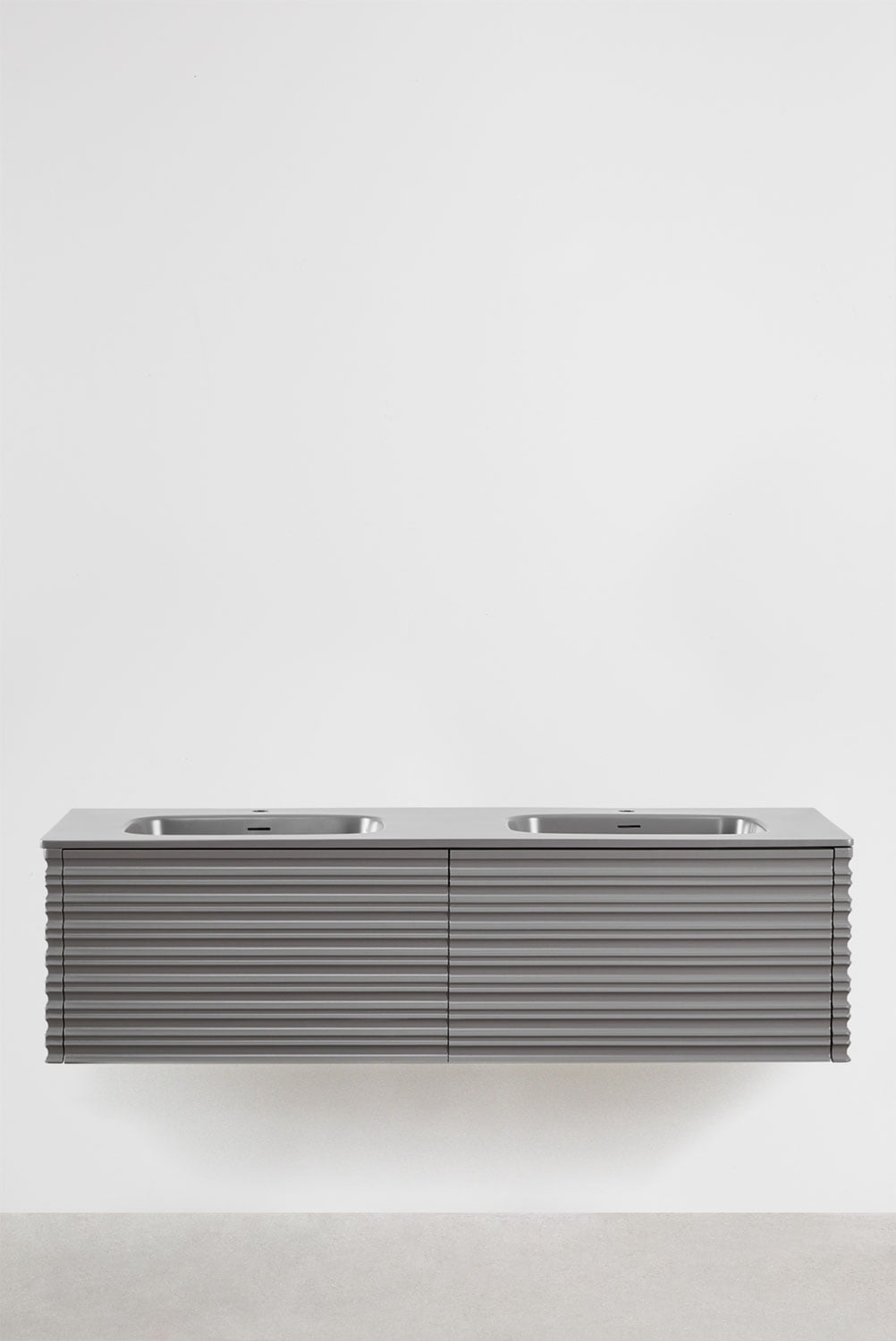 Hängendes Badezimmermöbel-Set aus Holz mit integrierten Waschbecken Noura, Galeriebild 2