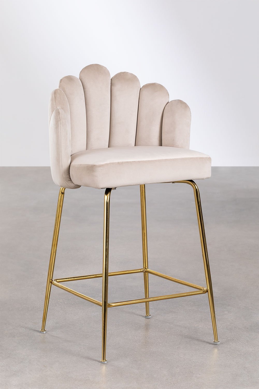 2er-Pack Hohe Hocker 65 cm aus cremefarbenem Beige Samt Markina, Galeriebild 1