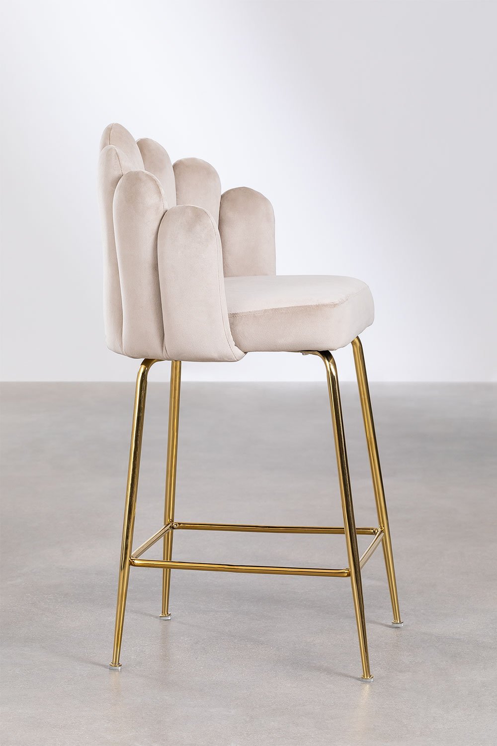 2er-Pack Hohe Hocker 65 cm aus cremefarbenem Beige Samt Markina, Galeriebild 2