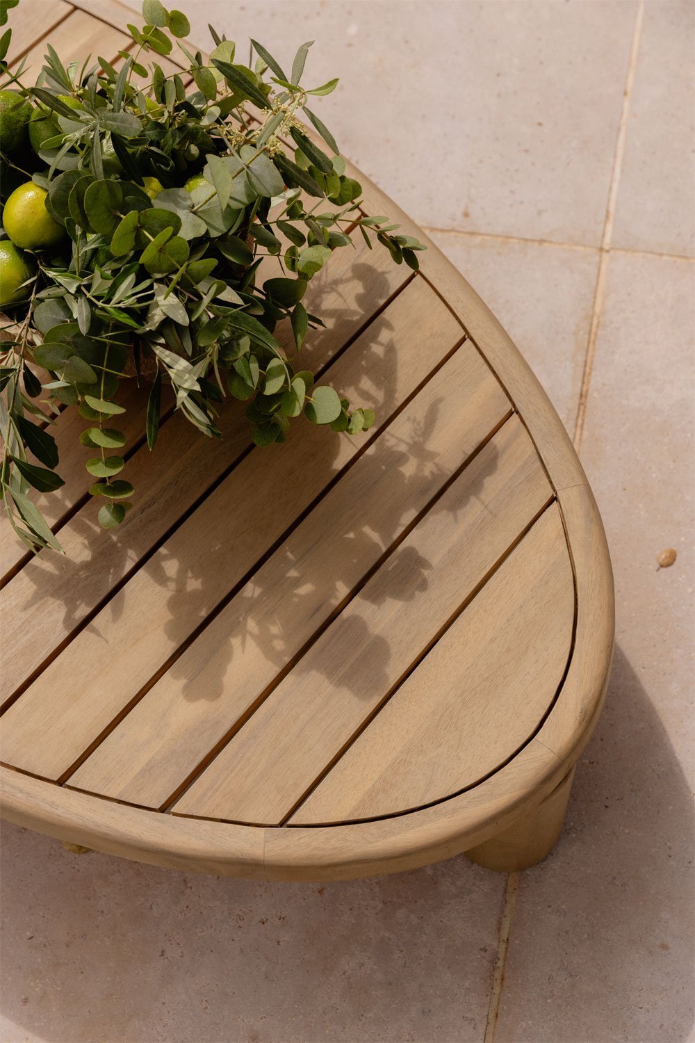 Ovale Gartencouchtisch 140x70 cm aus Akazienholz Jerome, Galeriebild 2