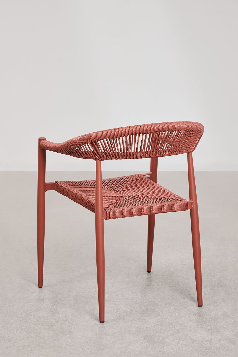 Set ausziehbarer runder Esstisch 145-200x145 cm Barces und 6 stapelbare Gartenstühle mit Armlehnen aus Aluminium Amatria, Galeriebild 8