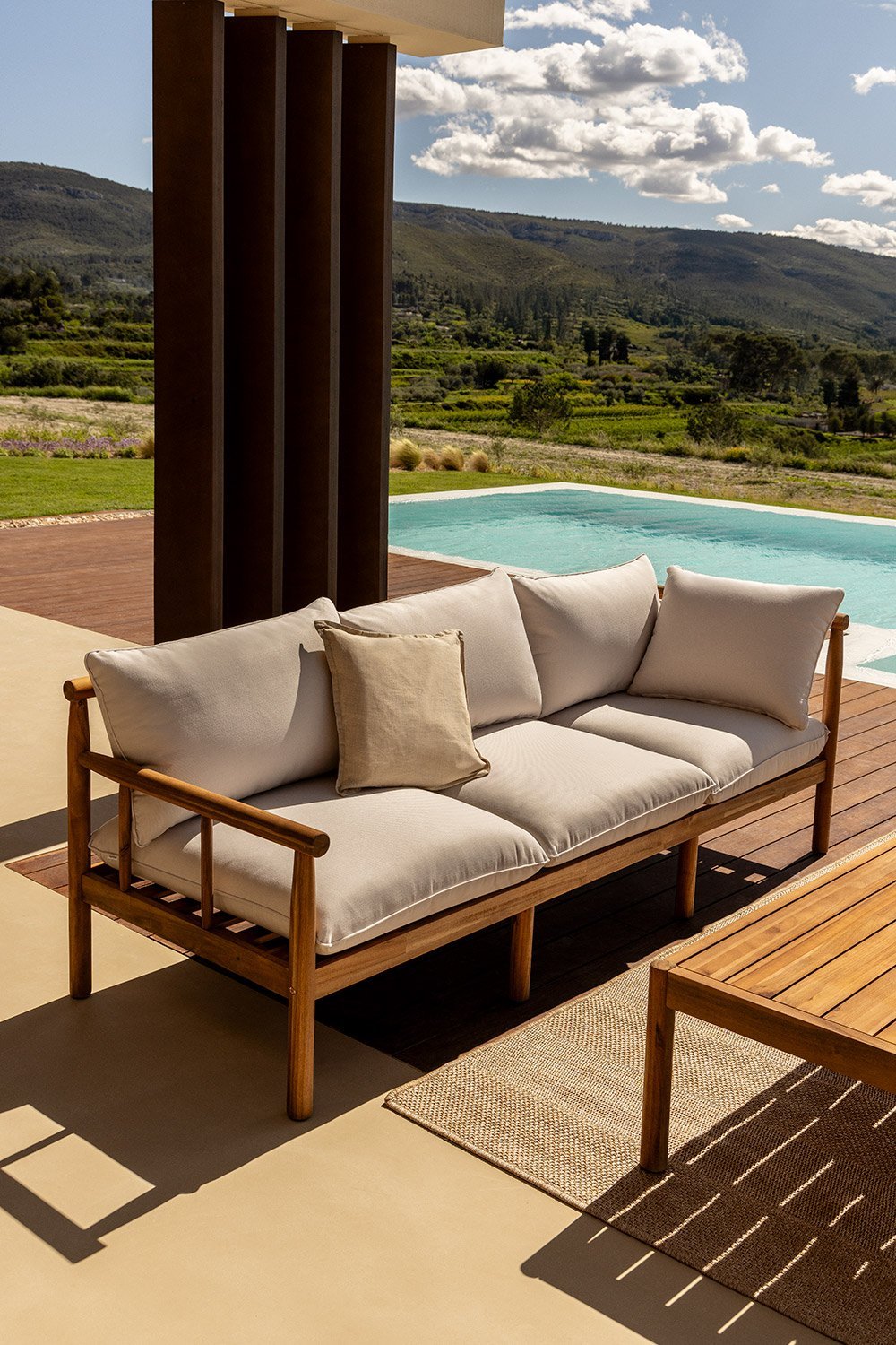 Melvin 3-Sitzer-Gartensofa aus Akazienholz, Galeriebild 1